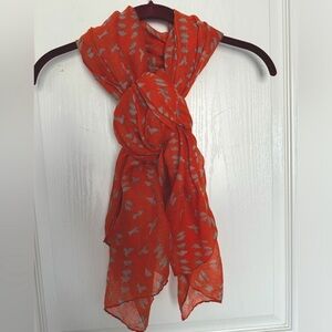 Lightweight Scarf - Orange with bird pattern